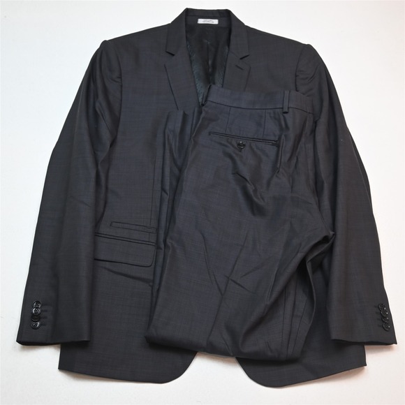 Express 42R 36x32 Gray Stretch Wool Photographer Fitted Mens Jacket Pants Suit